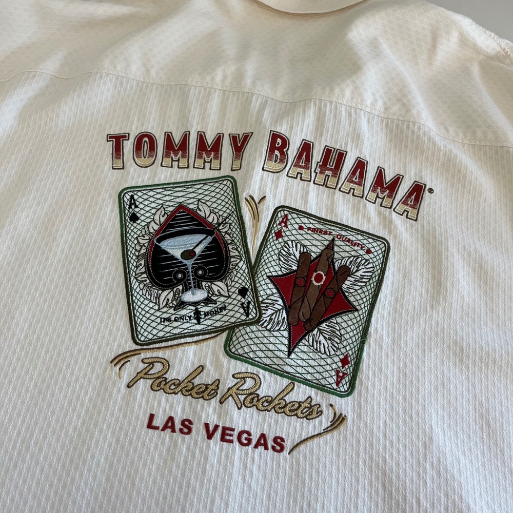 Tommy Bahama Las Vegas Pocket Rockets‎ Embroidered Silk Blend Short Sleeve XXL